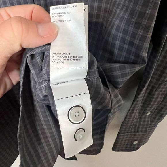 UNTUCKit Men’s Long Sleeve Non Iron Gray Plaid Dress Shirt Slim Fit XXL - Picture 5 of 7